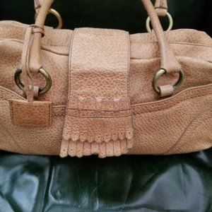 VIA SPIGA Pebble Leather Handbag Boho Satchel Purse Double Handles